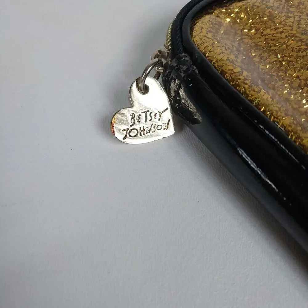 Betsey Johnson Gold Glitter Tablet Sleeve Case‎ Bag Notebook